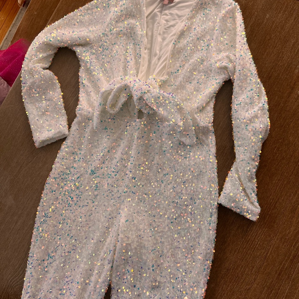 Show Me Your MuMu White Sequin Jumpsuit